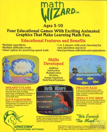 Math Wizard box cover back